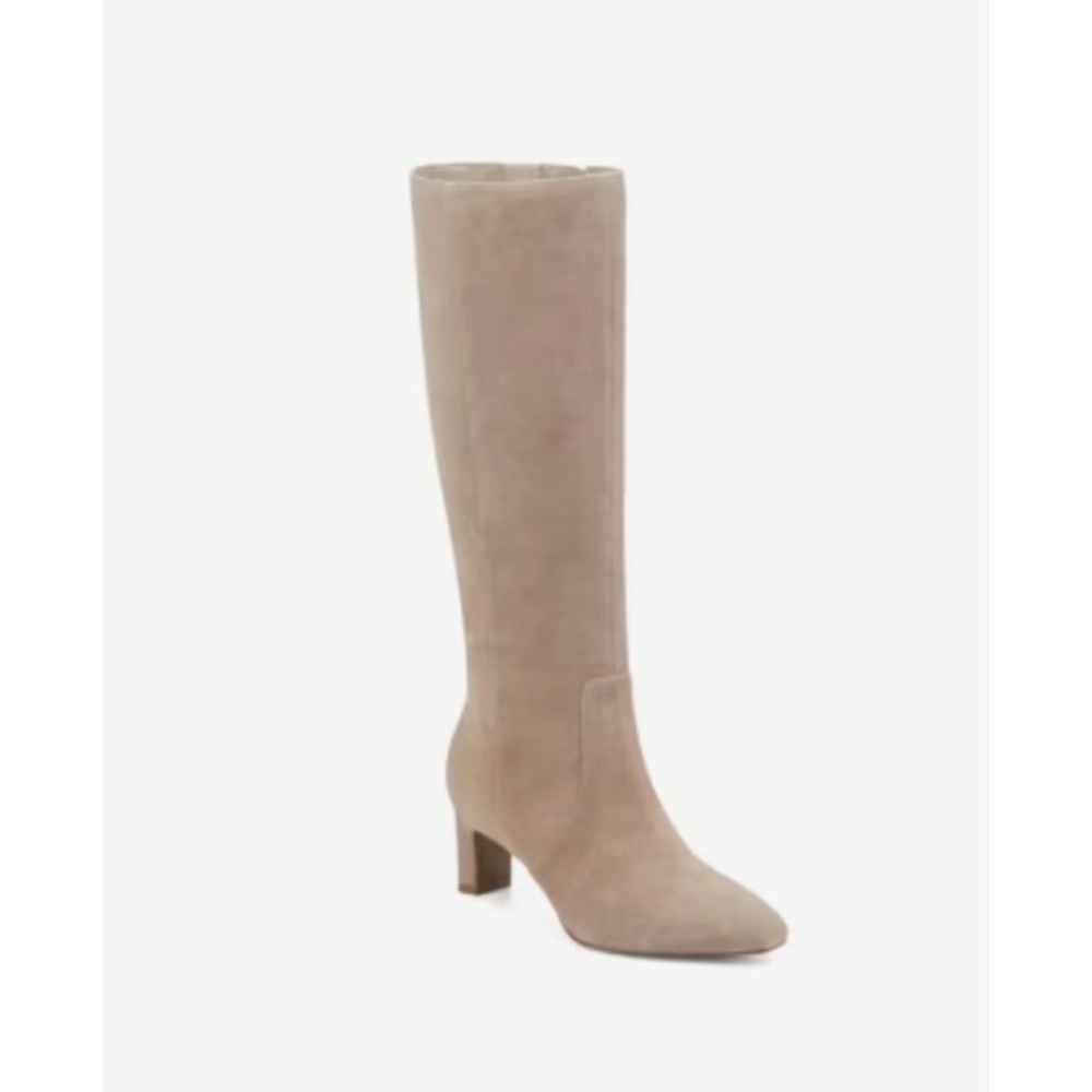 Rockport Mabel Suede Dress Boots Taupe Tall Knee High Block Heel‎ Wide Calf 10